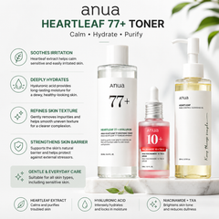 Anua Glass Skin 3 IN 1 Combo - Cleanse, Tone & Brighten Serum Set Combo