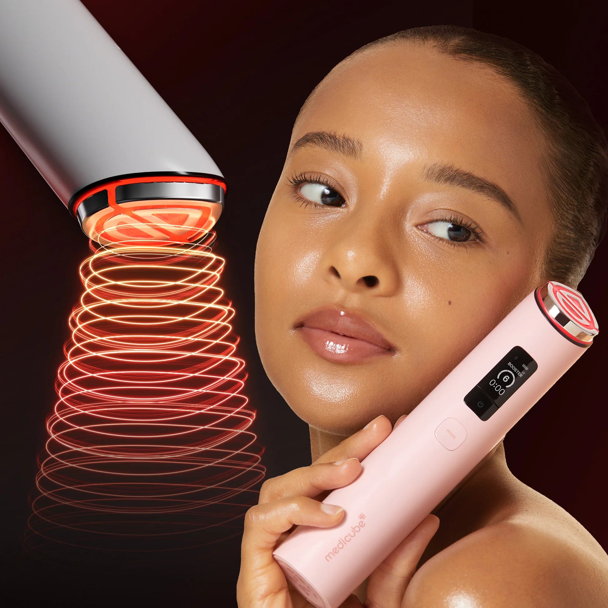 Medicube AGE-R Booster Pro X2 skincare device in use.