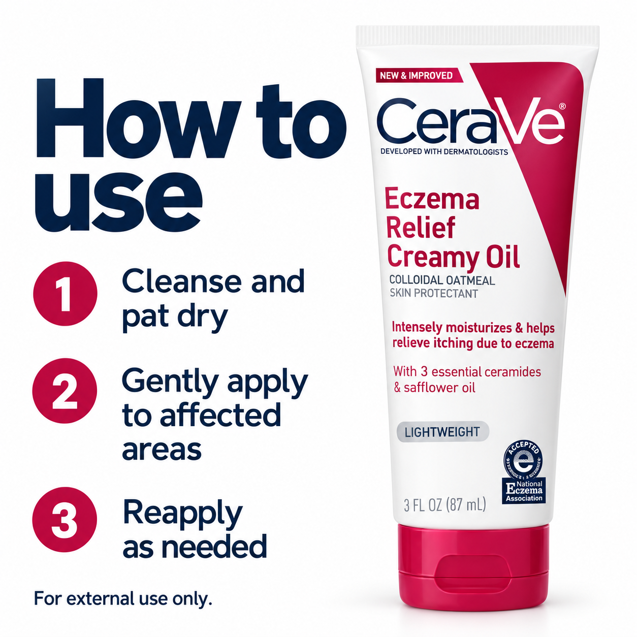 CeraVe Eczema Relief Creamy Oil 100Ml - Soothing Hydrating Oil For Eczema Prone Dry Sensitive Skin CeraVe