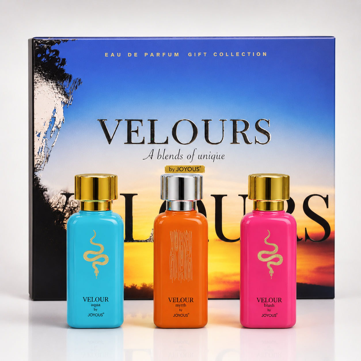 Joyous Velours Three-Piece Gift Set Eau de Parfum Set 3 × 100ml product and packaging