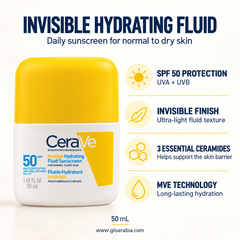 CeraVe Invisible Hydrating Fluid Sunscreen SPF50+ for Normal to Dry Skin - 50 ml
