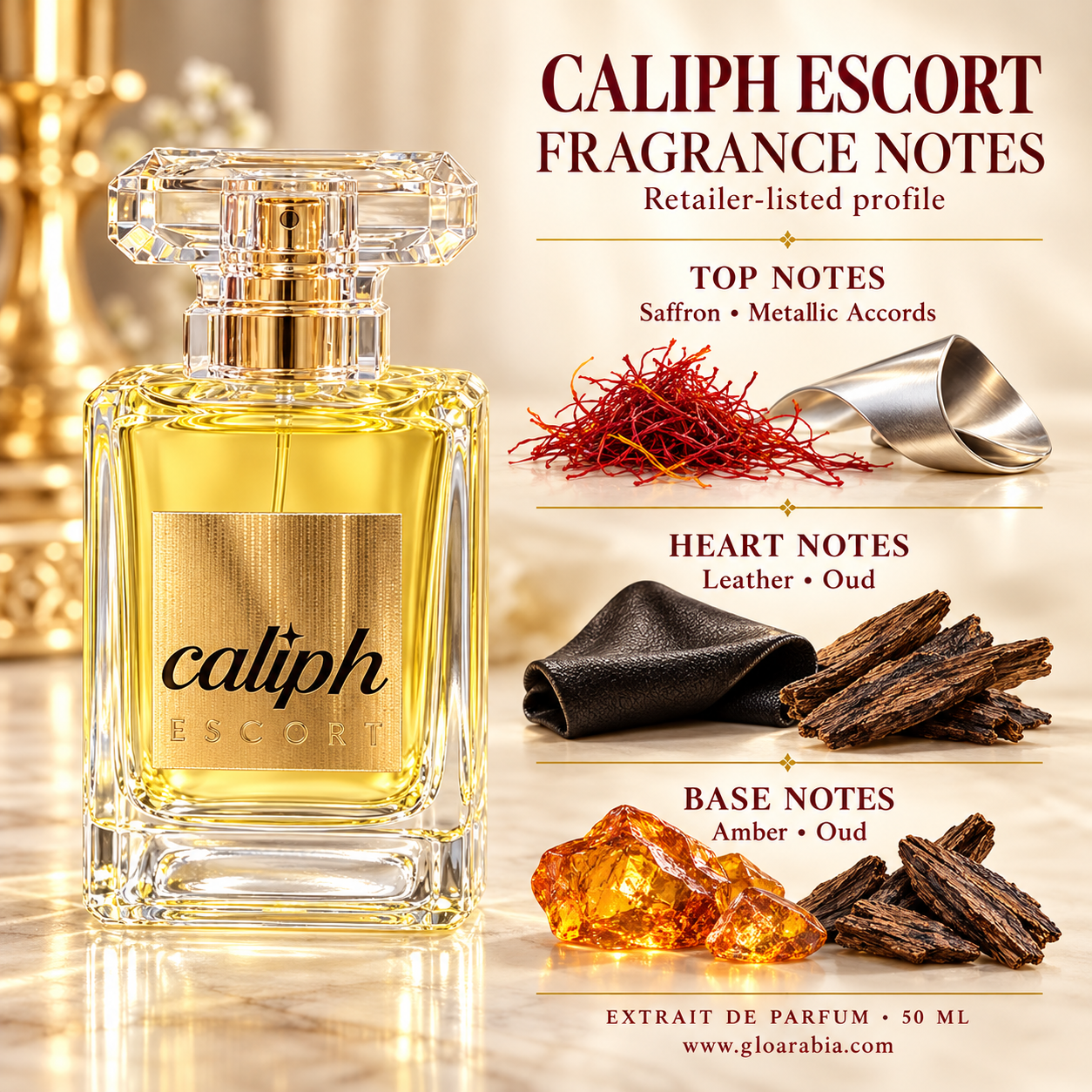 Caliph Escort Extrait de Parfum 50 ml - Fresh Floral Fragrance with a Warm Finish Caliph