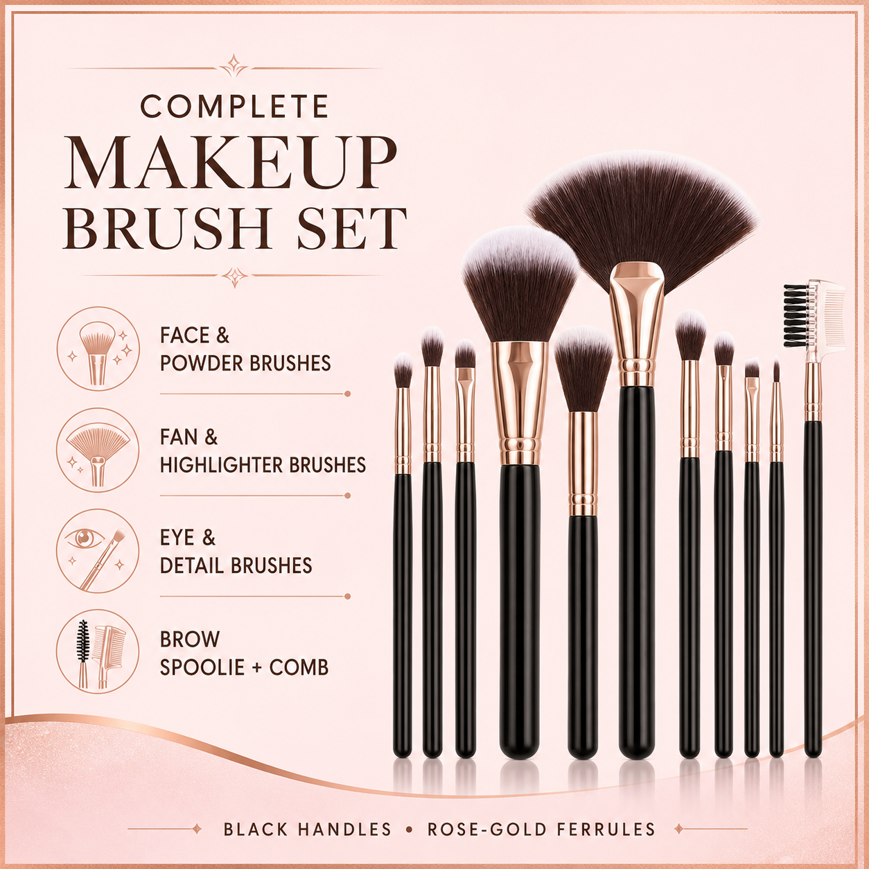 Sweet beauty a complete makeup brush 8 pcs - Professional Face and Eye Makeup Brush Set Sweet Beauty
