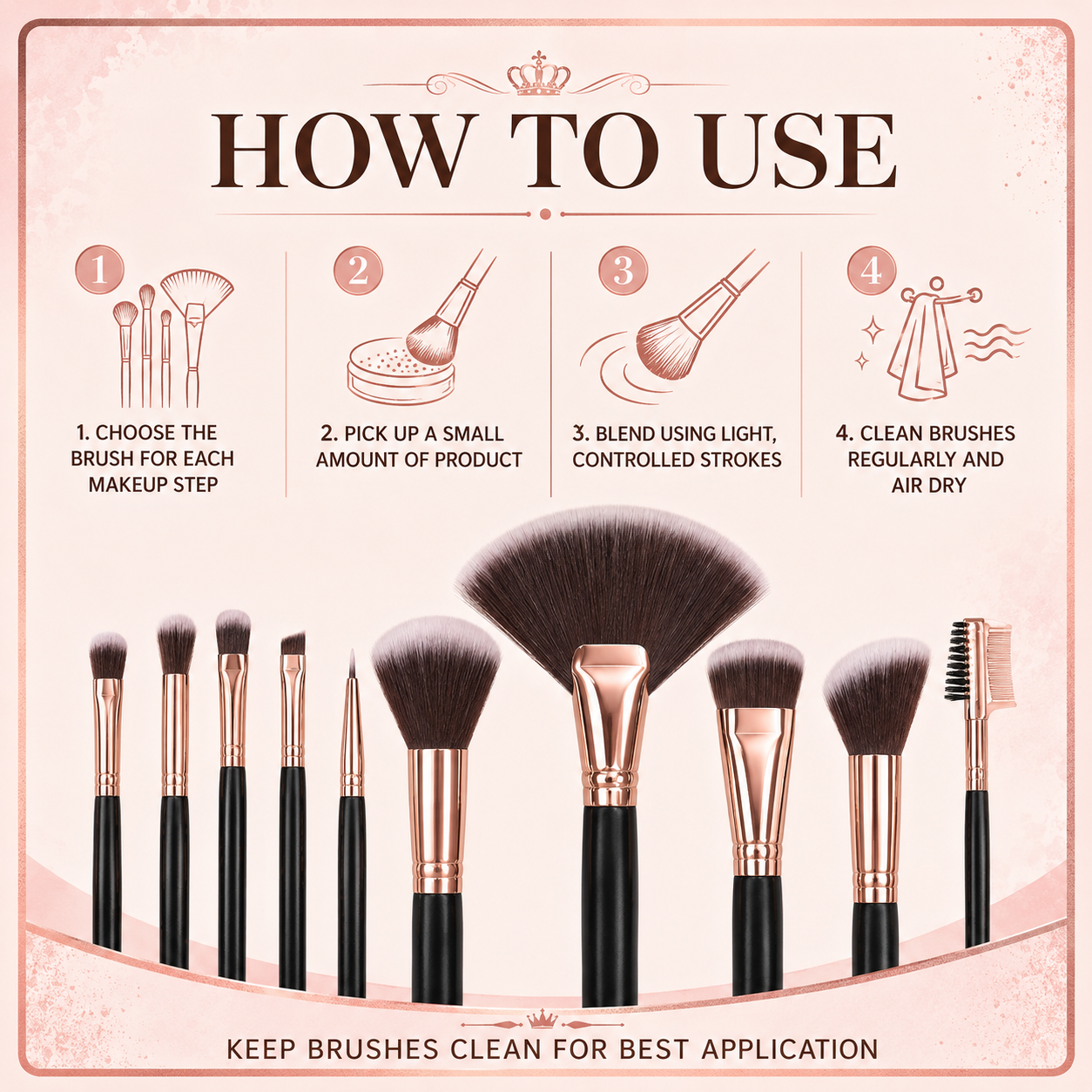 Sweet beauty a complete makeup brush 8 pcs - Professional Face and Eye Makeup Brush Set Sweet Beauty