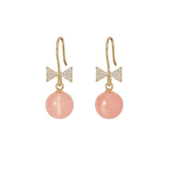 Zicron Bow Opal Ball Earrings