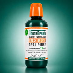 TheraBreath Fresh Breath Oral Rinse Rainforest Mint 473 ml - Alcohol-Free Mouthwash for Long-Lasting Fresh Breath
