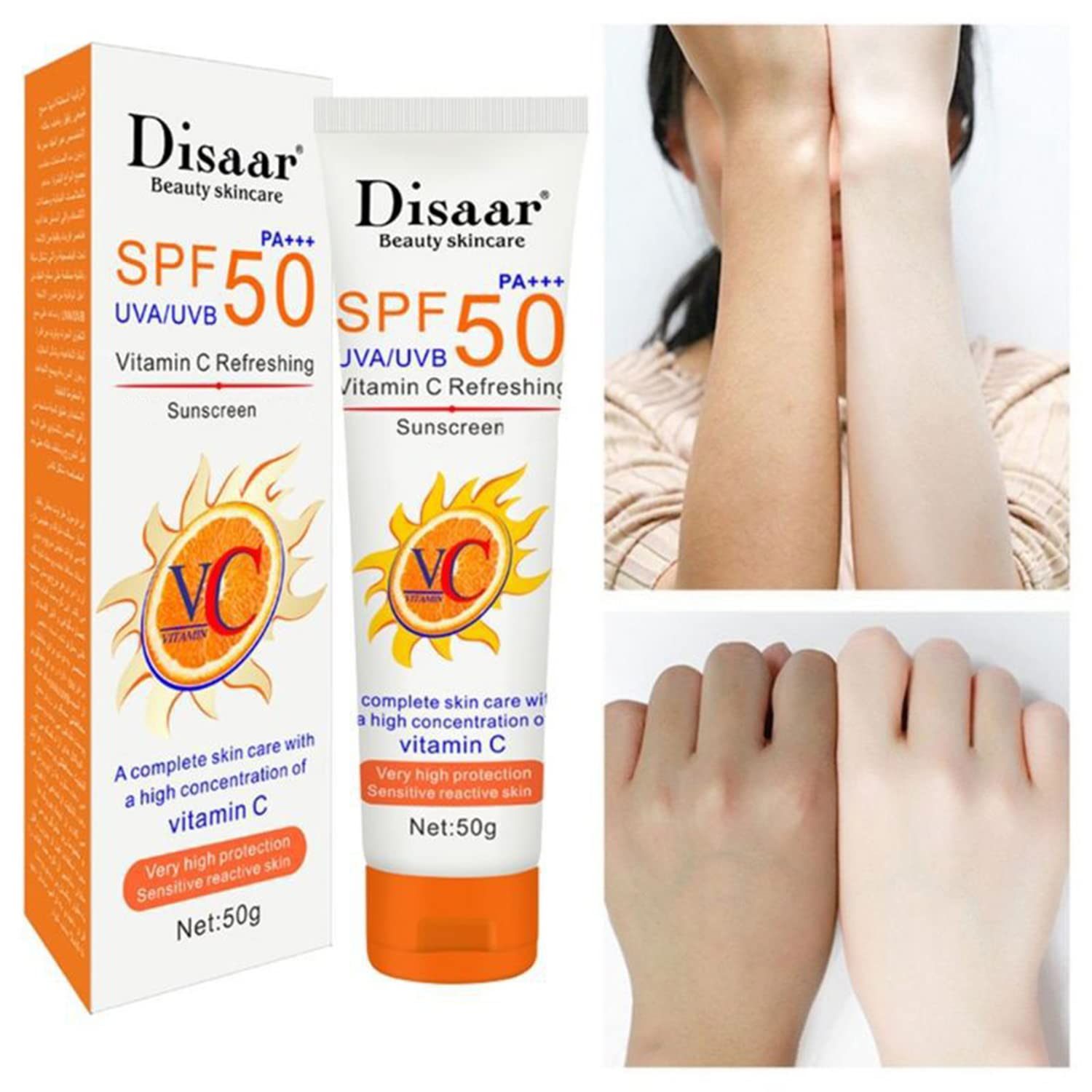 Disaar Spf50 Vitamin C Refreshing Whitening Sun Cream - 50g DISAAR