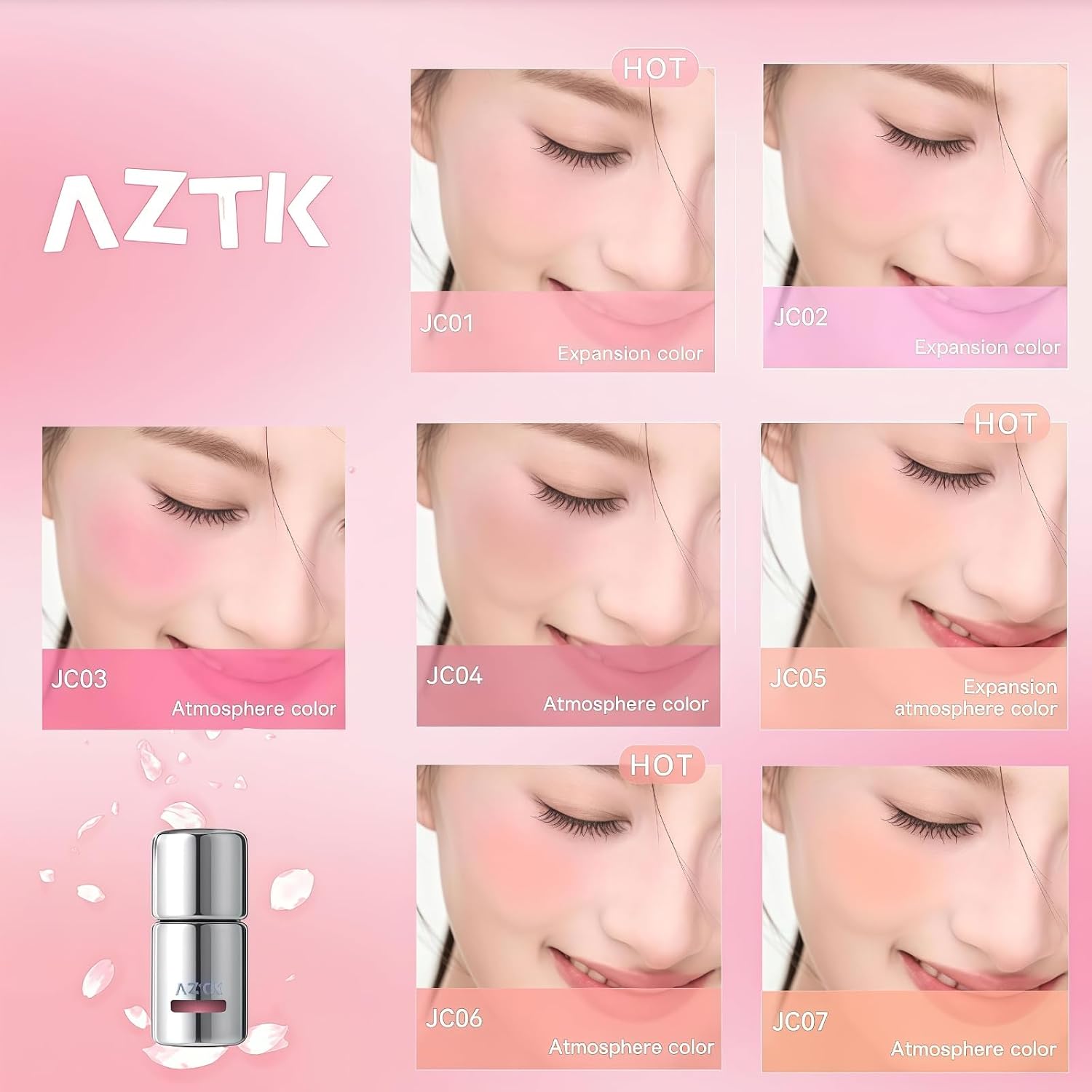 AZTK Jello Color Liquid Blush 5ml - Liquid-to-Powder Long-Lasting Cheek Tint AZTK