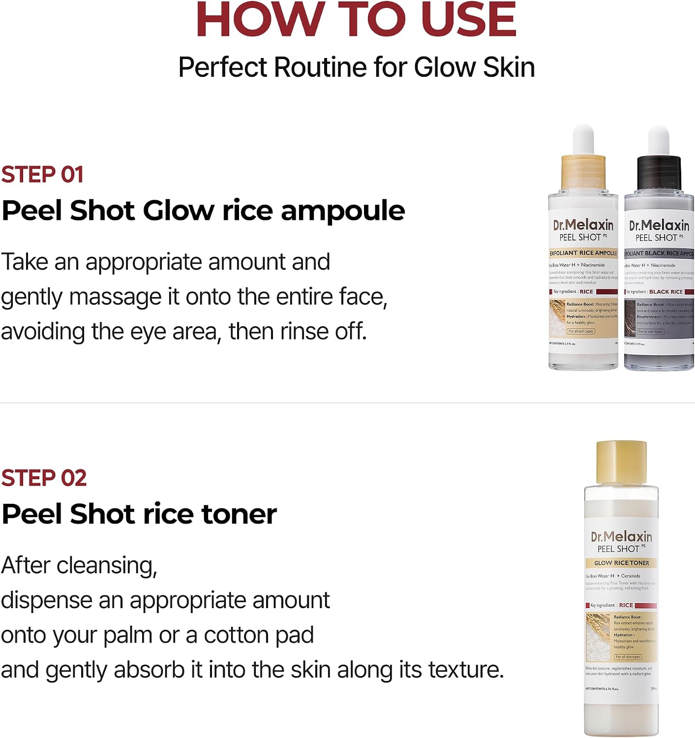 Dr. Melaxin Peel Shot White Rice Glow Duo – Brightening Toner + Serum Dr. Melaxin