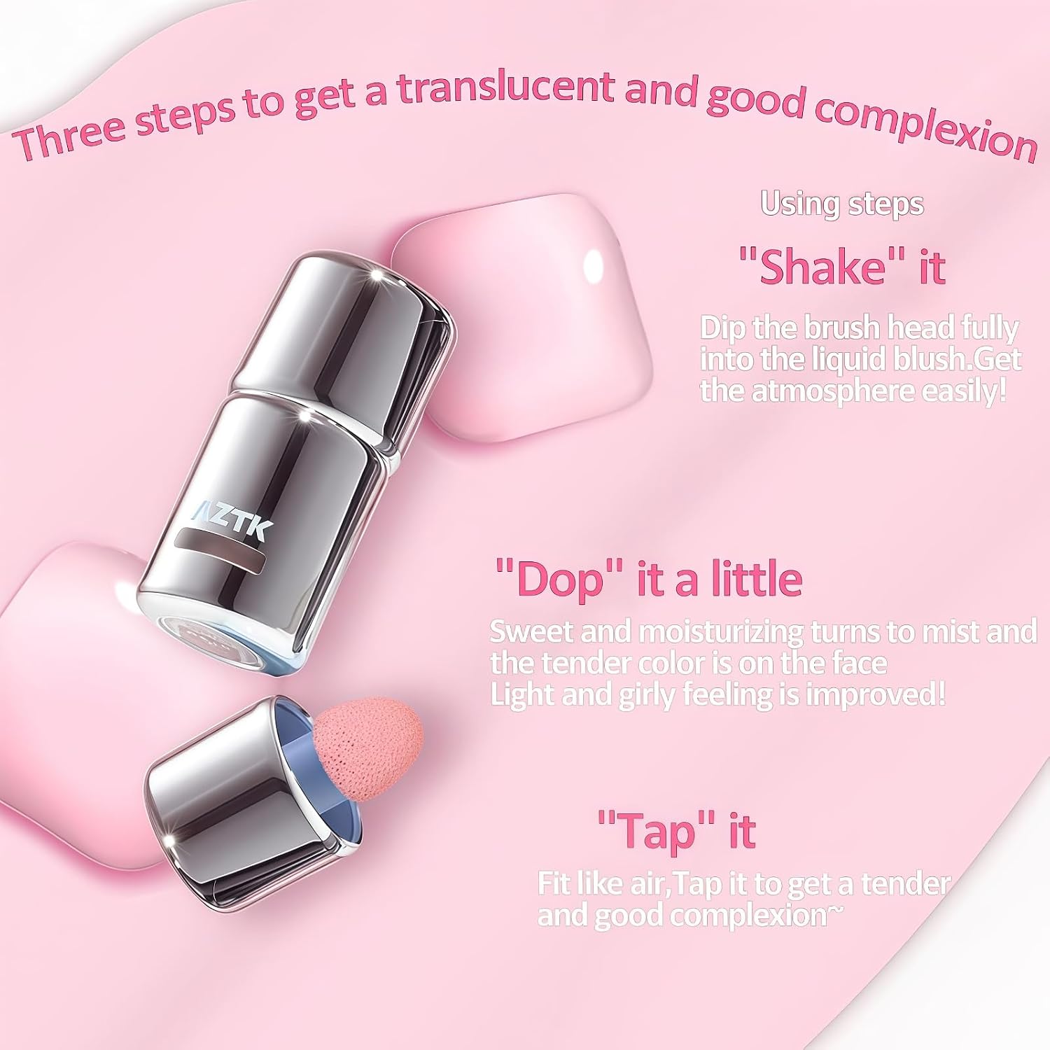 AZTK Jello Color Liquid Blush 5ml - Liquid-to-Powder Long-Lasting Cheek Tint AZTK