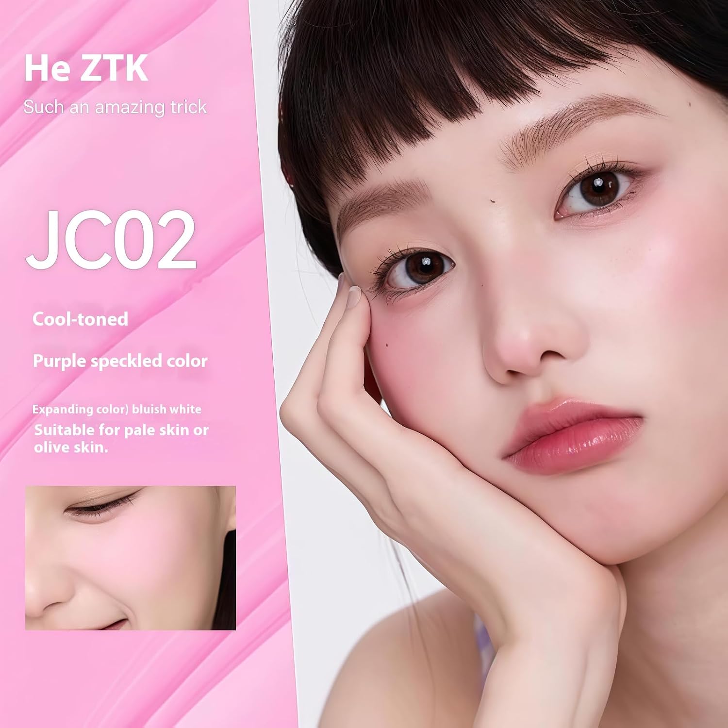 AZTK Jello Color Liquid Blush 5ml - Liquid-to-Powder Long-Lasting Cheek Tint JC02 - Blueberry Smoothie AZTK
