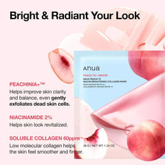 Anua Peach 70+ Niacin Brightening Collagen Mask Box (4Pcs) Anua