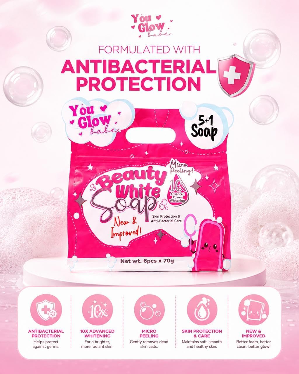 You Glow Babe Beauty White Soap 6 x 70g You Glow Babe