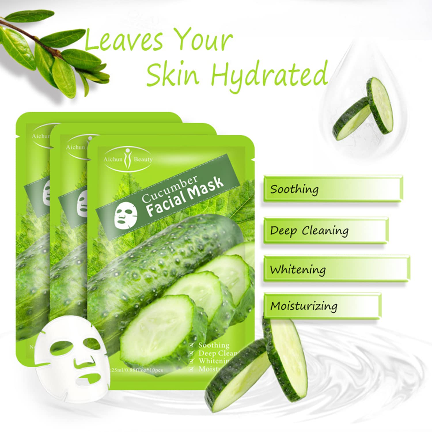 Aichun Beauty Cucumber Facial Mask - 25ml (1 sheet mask) Aichun Beauty
