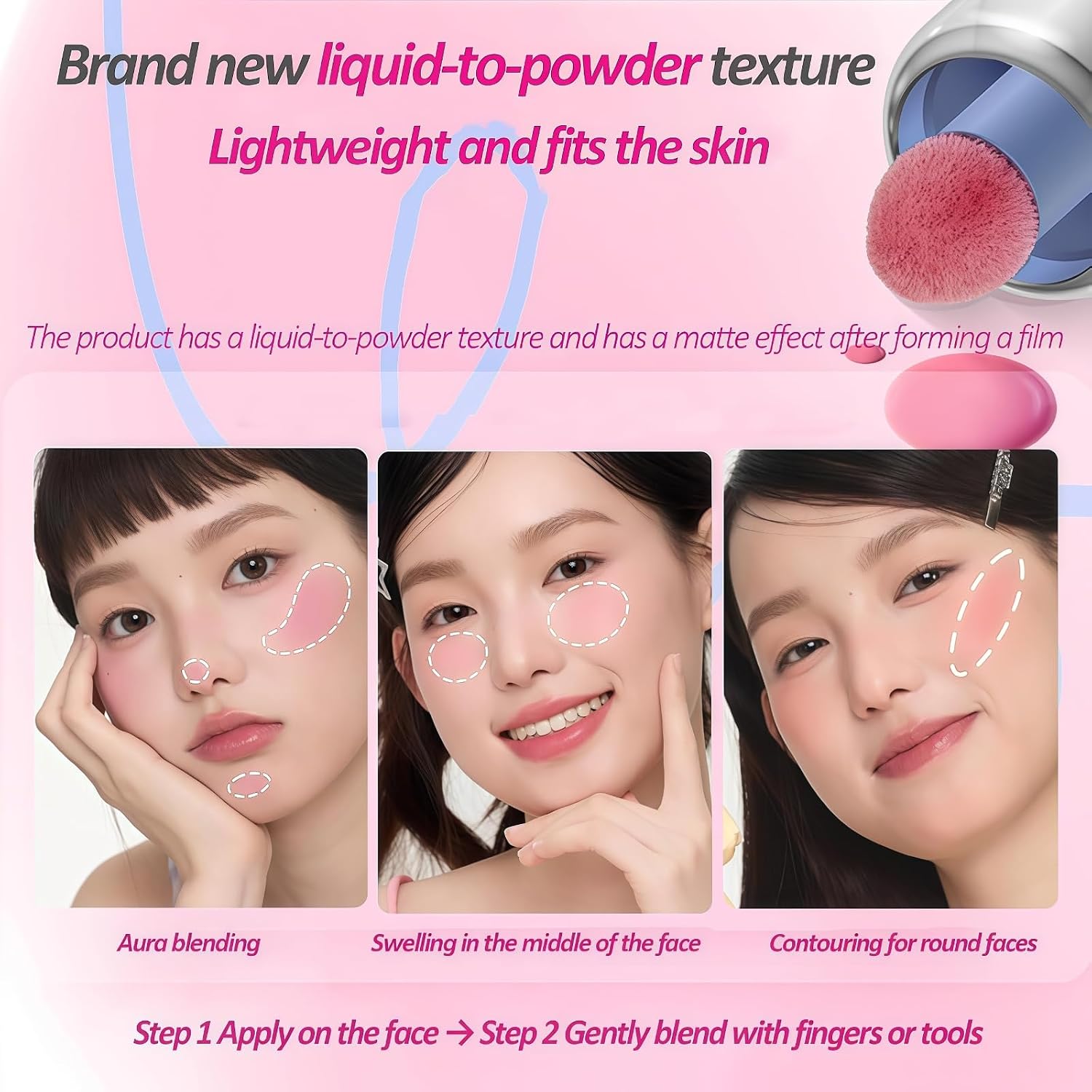AZTK Jello Color Liquid Blush 5ml - Liquid-to-Powder Long-Lasting Cheek Tint AZTK