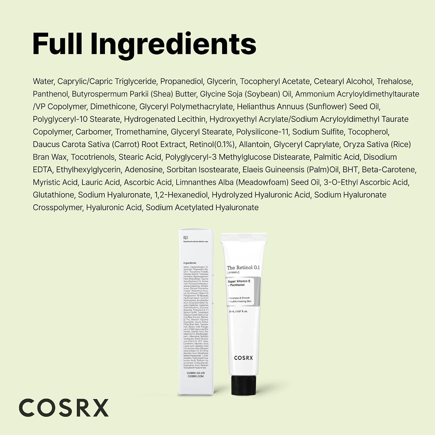 COSRX The Retinol 0.1 Cream 20 ml - Retinol Cream for Fine Lines & Texture | Best Before 30-01-2027 COSRX