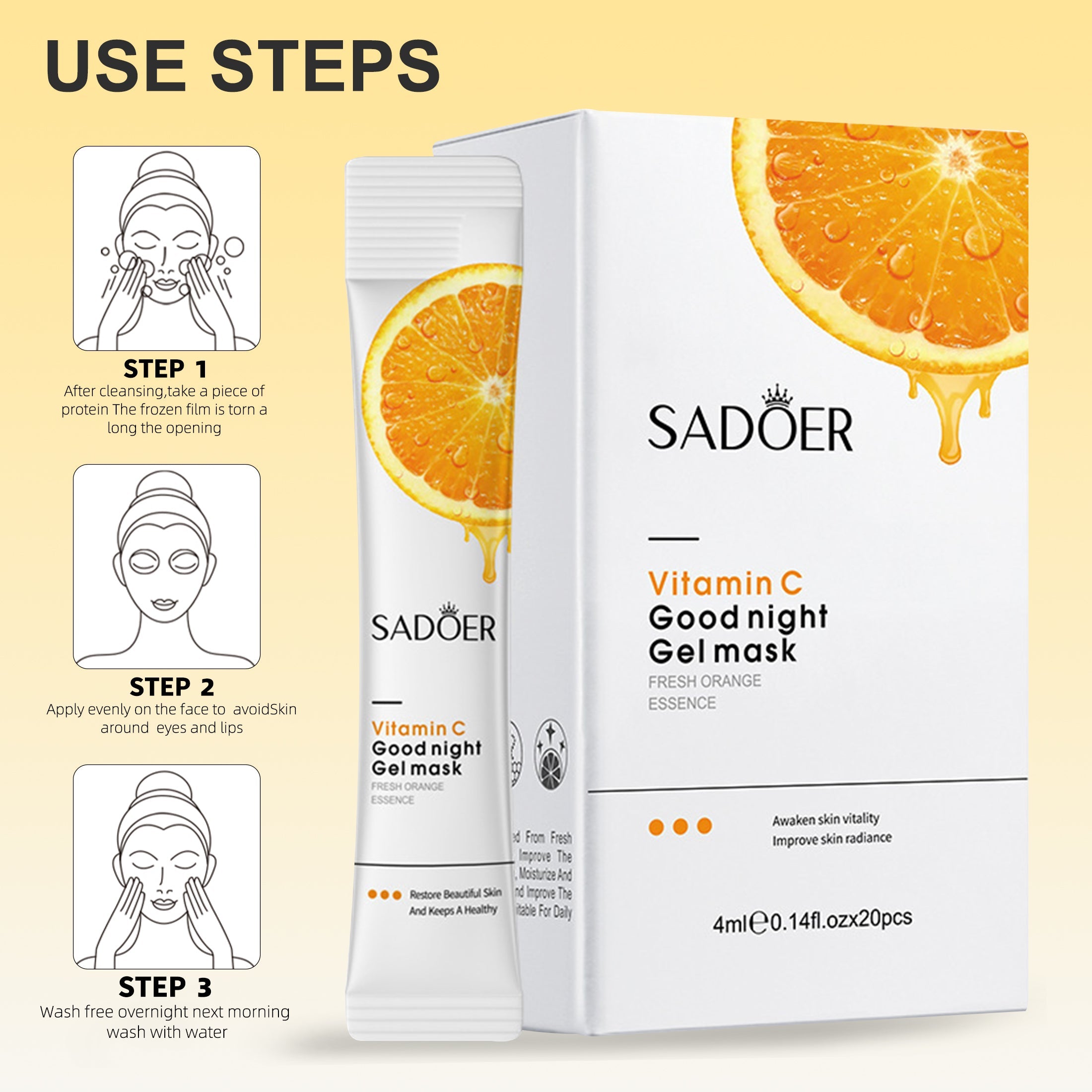 Sadoer Vitamin C Good night Gel Mask - 4mlx20pcs Sadoer