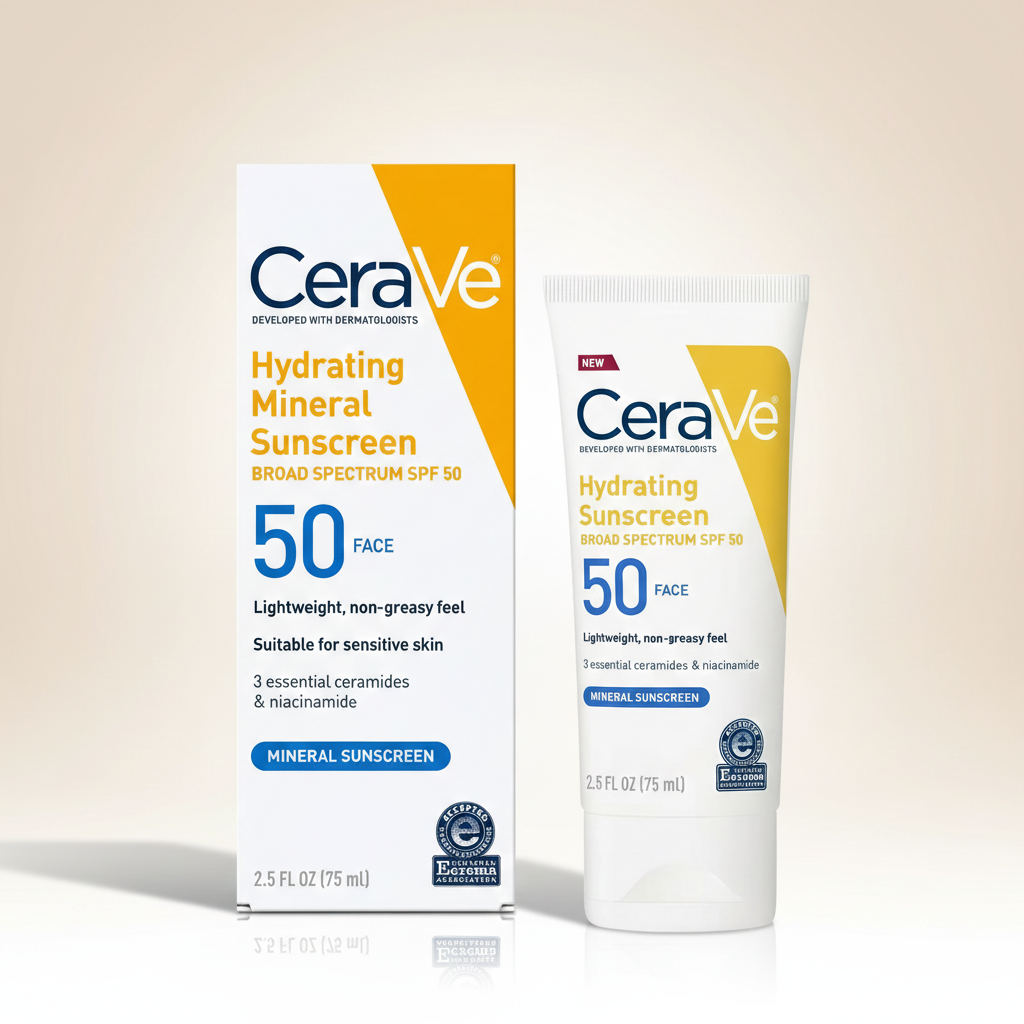 CeraVe USA Hydrating Mineral Sunscreen Face spf50 150mL Glo Arabia