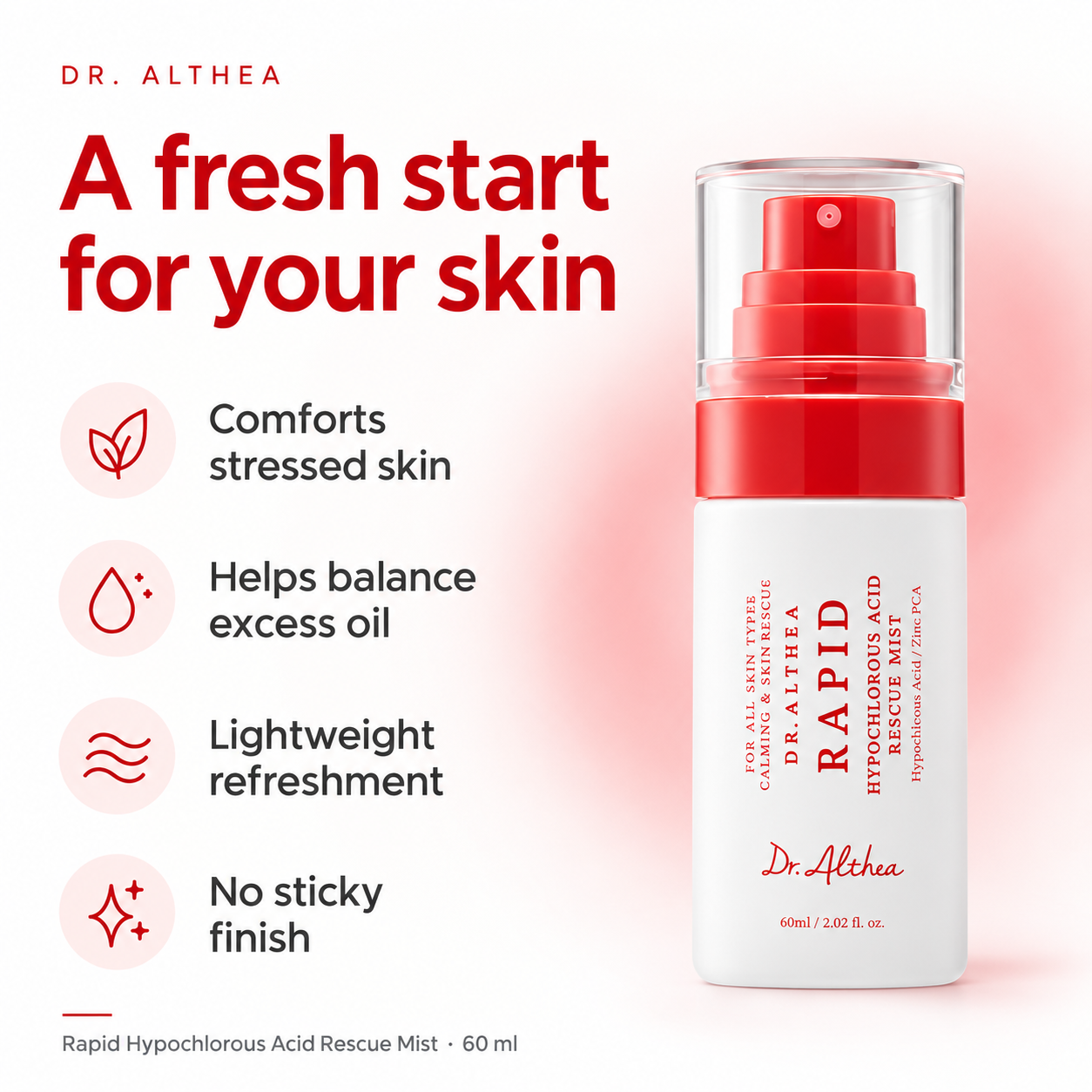 Dr. Althea Rapid Hypochlorous Acid Rescue Mist - 60 ml Dr. Althea