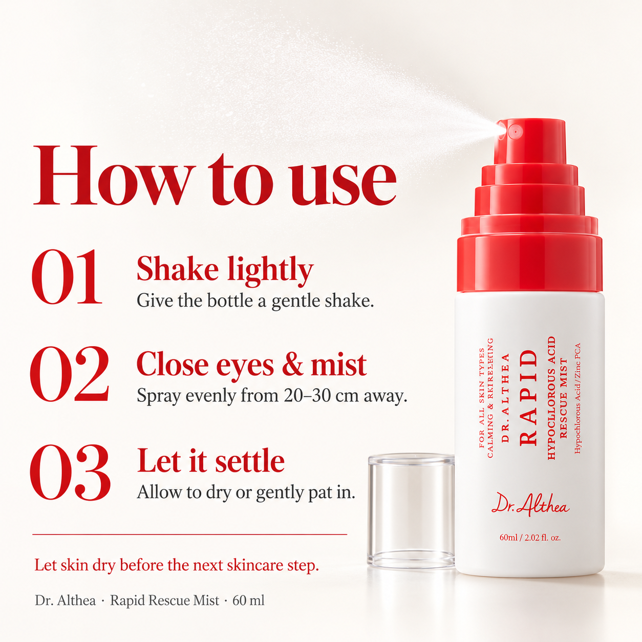 Dr. Althea Rapid Hypochlorous Acid Rescue Mist - 60 ml Dr. Althea