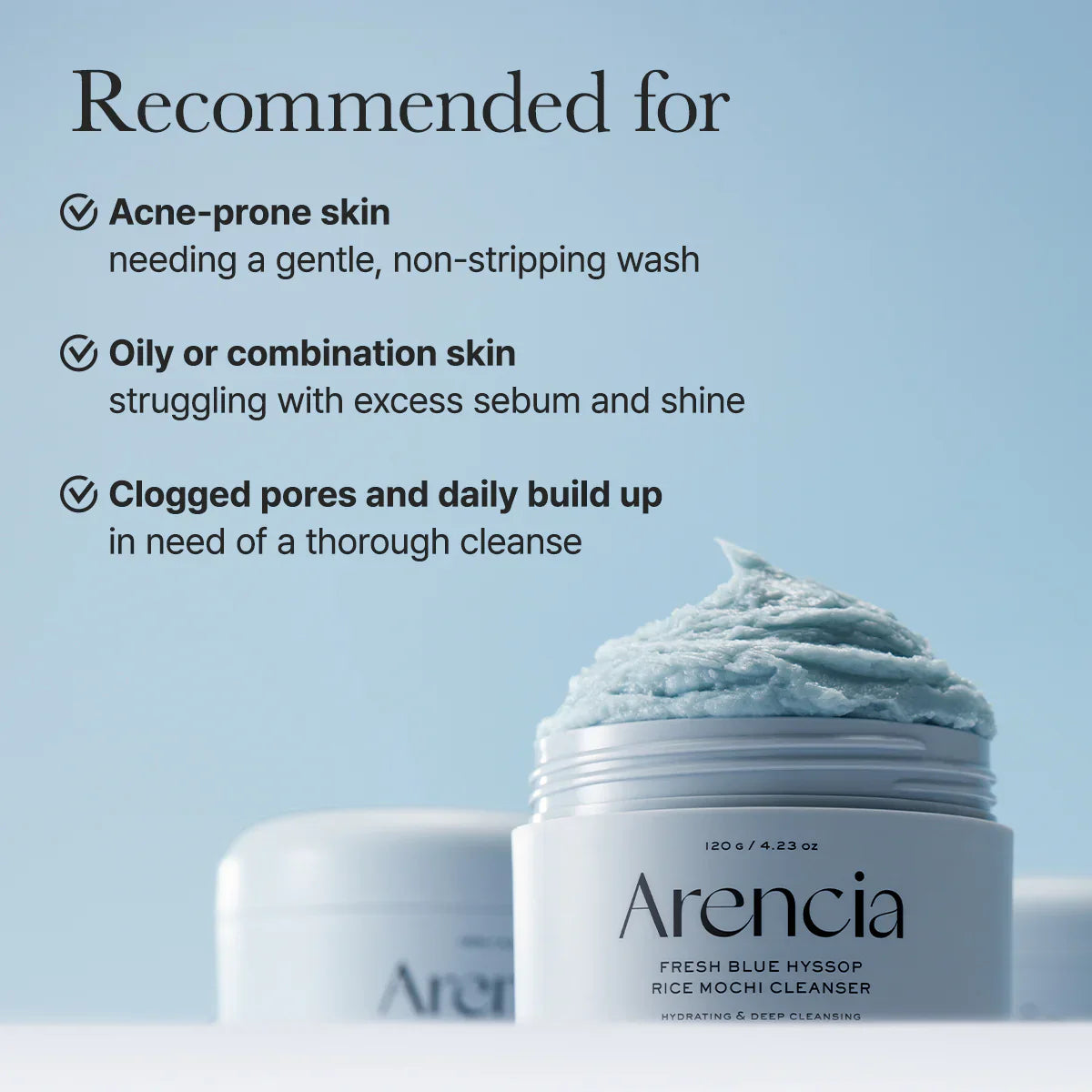 Arencia Blue Hyssop & Rice Mochi Cleanser – 120g Arencia