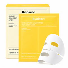 Biodance Radiant Vita Niacinamide Real Deep Mask Box (4x34g) - Korean Skincare, Hydrating, Brightening, Anti-Aging, Sensitive Skin, Daily Care
