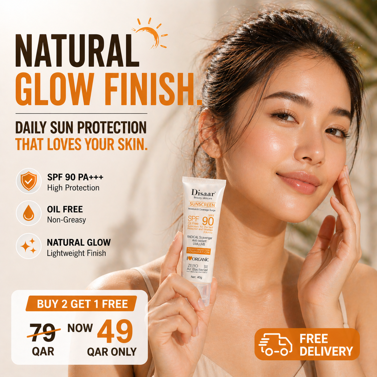 Disaar SPF 90 Sunscreen Oil-Free | Buy 2 Get 1 Free (3 PCS) | Lightweight Daily Sun Protection DISAAR