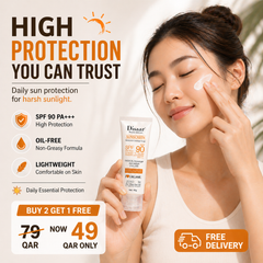 Disaar SPF 90 Sunscreen Oil-Free | Buy 2 Get 1 Free (3 PCS) | Lightweight Daily Sun Protection DISAAR