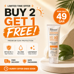 Disaar SPF 90 Sunscreen Oil-Free | Buy 2 Get 1 Free (3 PCS) | Lightweight Daily Sun Protection DISAAR