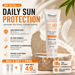 Disaar SPF 90 Sunscreen Oil-Free | Buy 2 Get 1 Free (3 PCS) | Lightweight Daily Sun Protection DISAAR