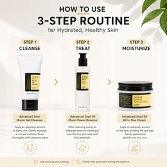 COSRX Advanced Snail Mucin 3-in-1 Skincare Combo – Cleanser + Essence + Cream