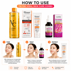 TikTok Viral Skin Care Combo – Sunscreen, Toner & Niacinamide Set