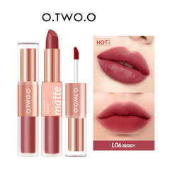 O.TWO.O 2 in 1 Lipstick Double Head Lipstick and Lip Mud - 6.5g L06 (BERRY) O.TWO.O