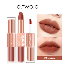 O.TWO.O 2 in 1 Lipstick Double Head Lipstick and Lip Mud - 6.5g L11 (PUMPKIN) O.TWO.O