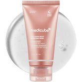 Pink tube of Medicube Collagen Night Wrapping Mask on a white background