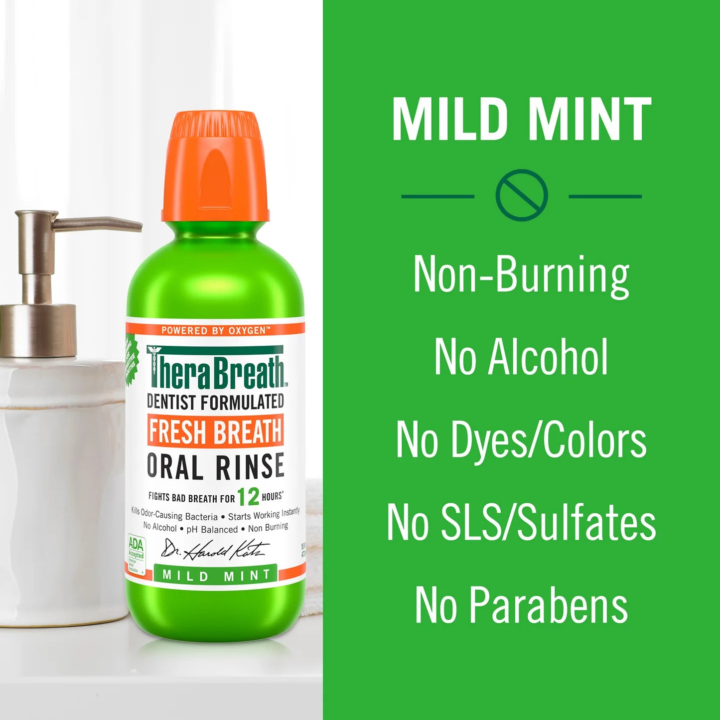 TheraBreath Oral Rinse Mild Mint 473mL Thera Breath