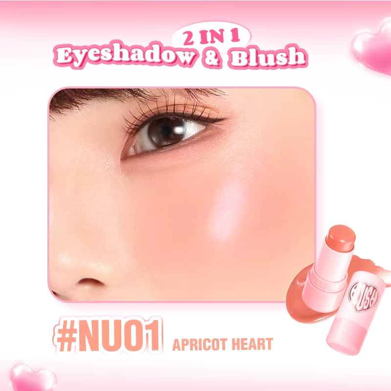 Pinkflash Dewy Blush Stick NU01 Apricot Heart PINKFLASH