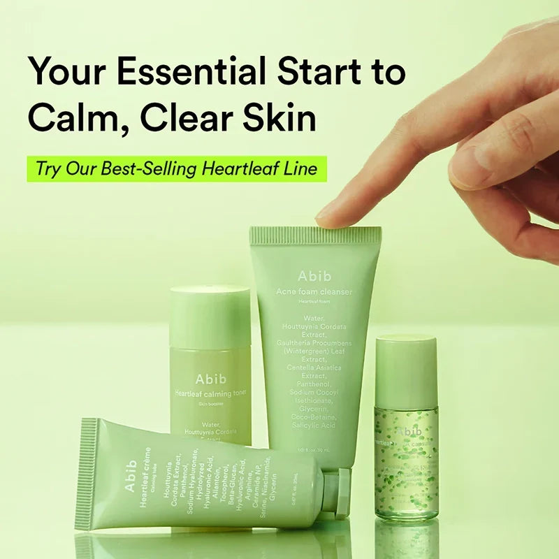 Abib Heartleaf Calming Trial Kit (Foam 30ml + Toner 30ml + TECA Serum 15ml + Cream 20ml) Abib
