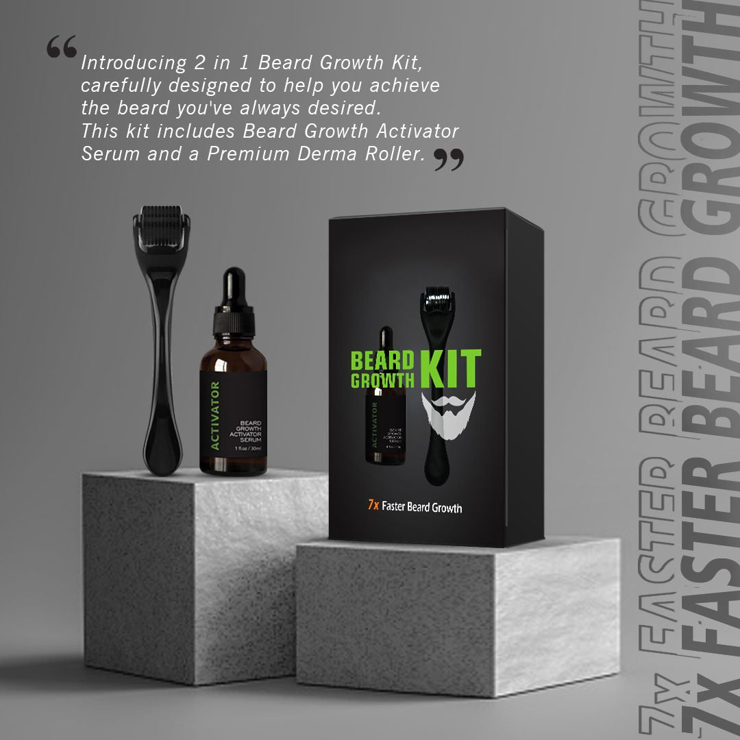 Prorgano 2 IN 1 Beard Growth Kit - Growth Activator + Derma Roller PRORGANO