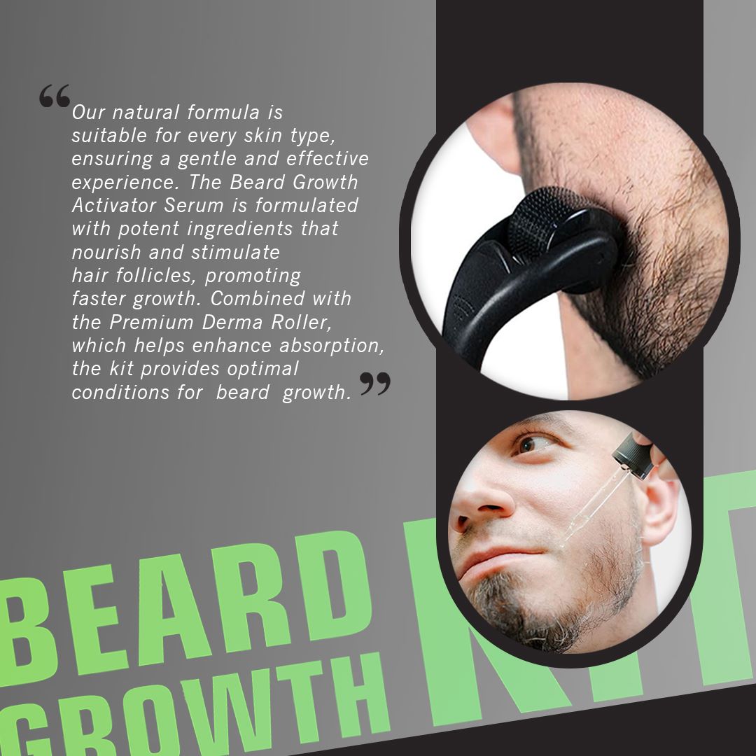 Prorgano 2 IN 1 Beard Growth Kit - Growth Activator + Derma Roller PRORGANO