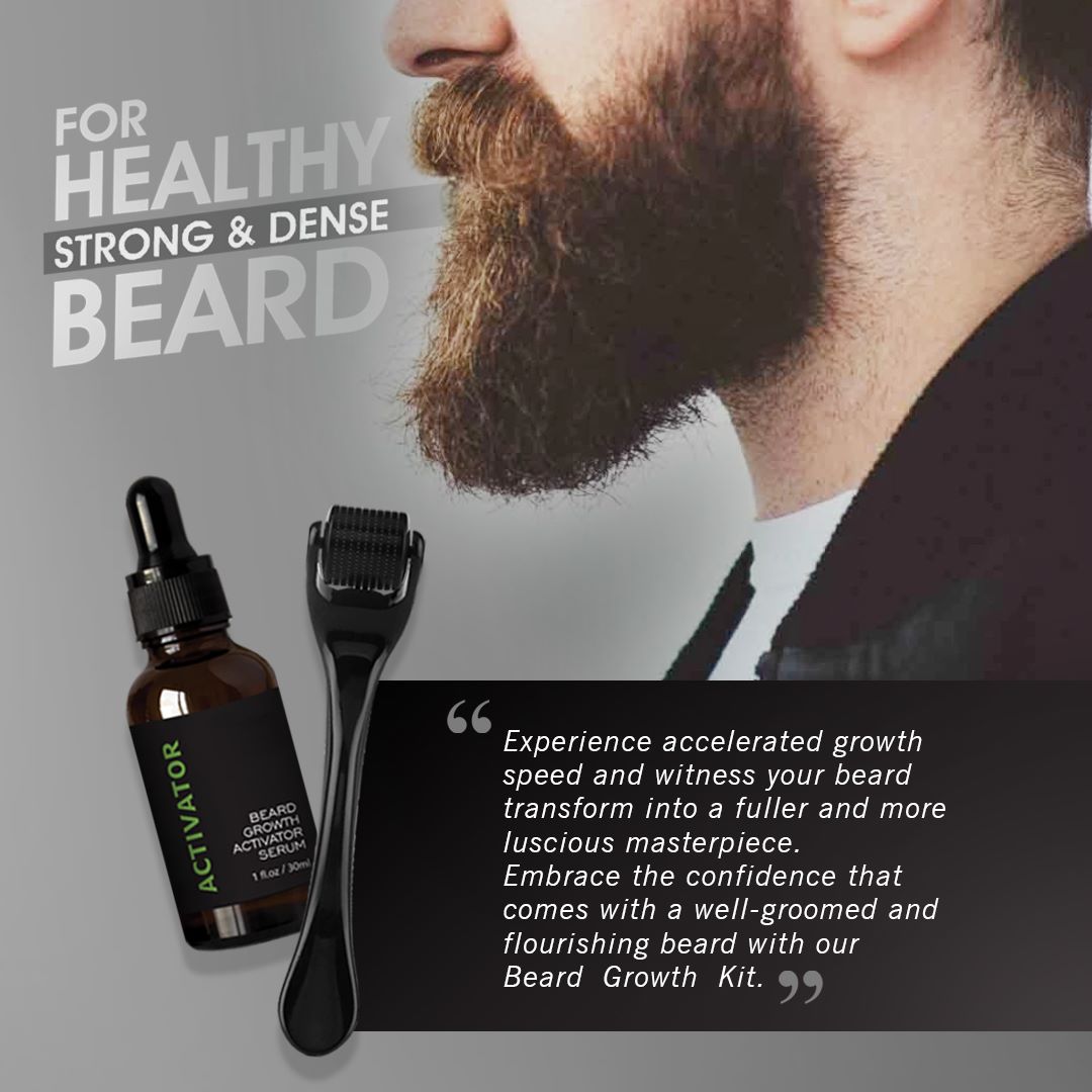 Prorgano 2 IN 1 Beard Growth Kit - Growth Activator + Derma Roller PRORGANO