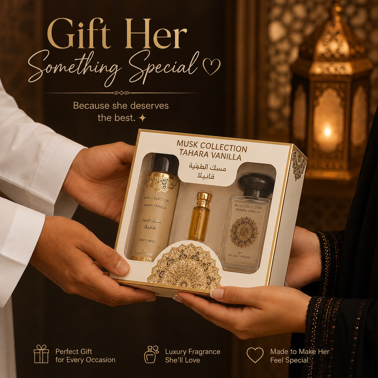 Gulf Orchid Musk Collection Tahara Vanilla Gift Set Fragrance Gift Set – Musk & Vanilla Gift Set for Women Gulf Orchid