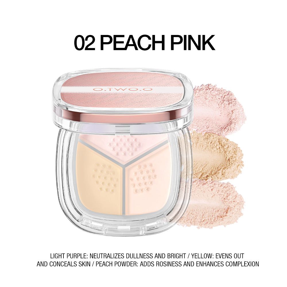 O.Two.O High Quality Long Lasting Oil Control Loose Setting Powder 3-In-1 Delicate Lightweight 02 Peach Pink O.TWO.O