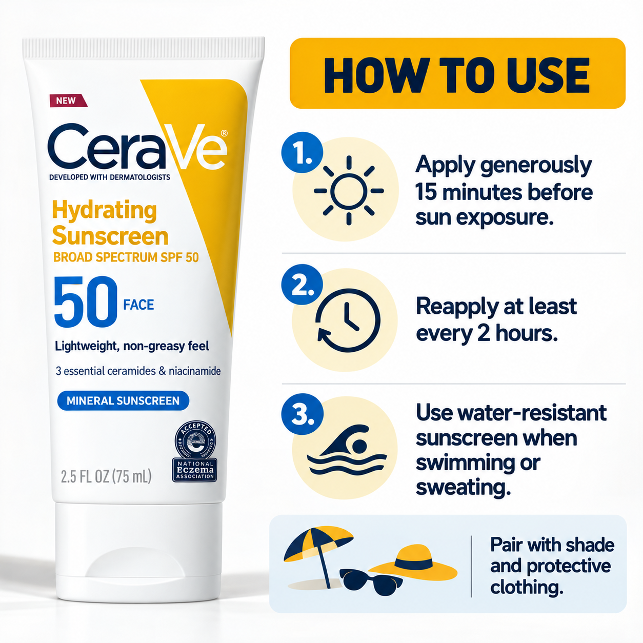 CeraVe USA Hydrating Mineral Sunscreen Face spf50 150mL CeraVe