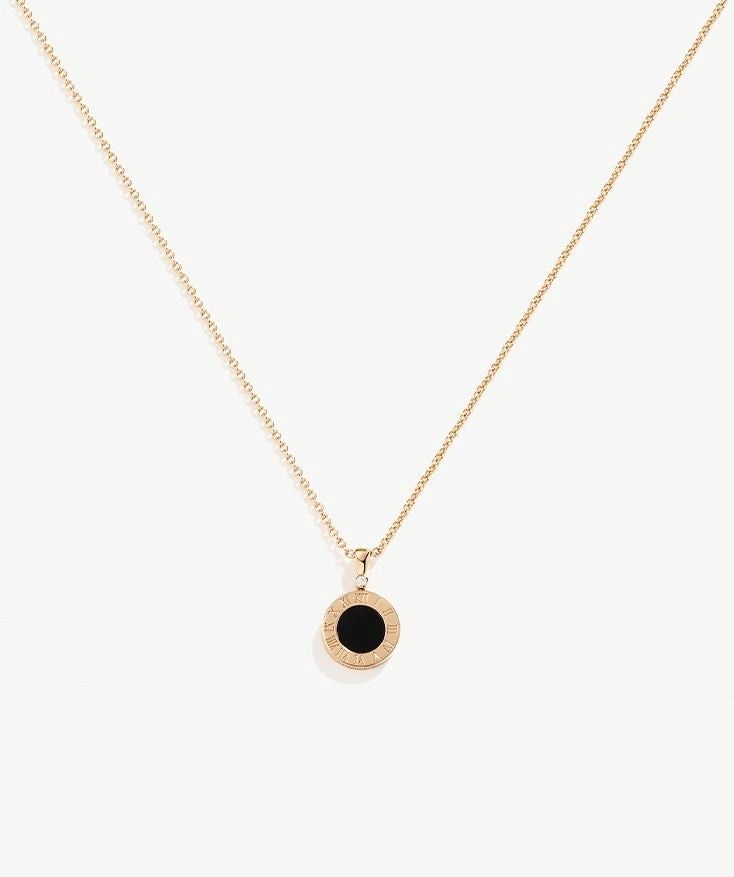 Roman Numeral Classic Round Pendant Necklace Roman