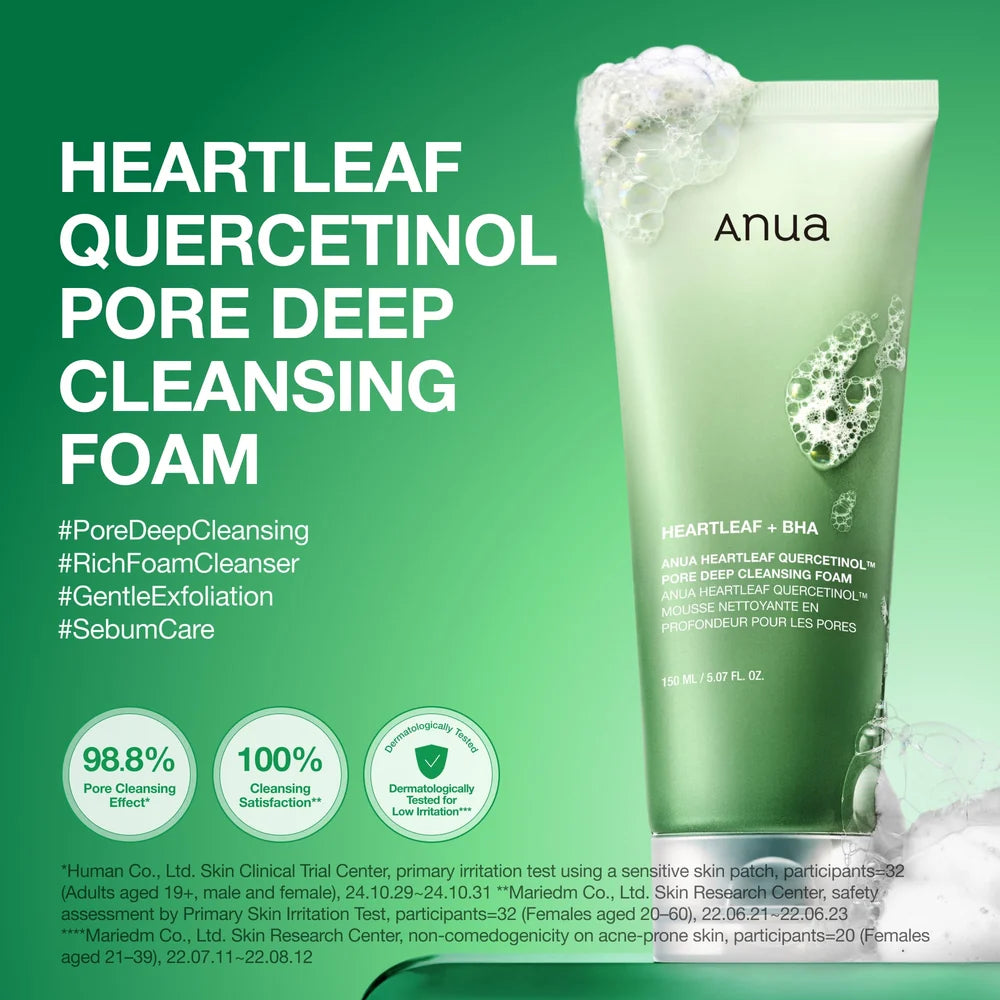 Anua Heartleaf Quercetinol Pore Deep Cleansing Foam -150ml Anua