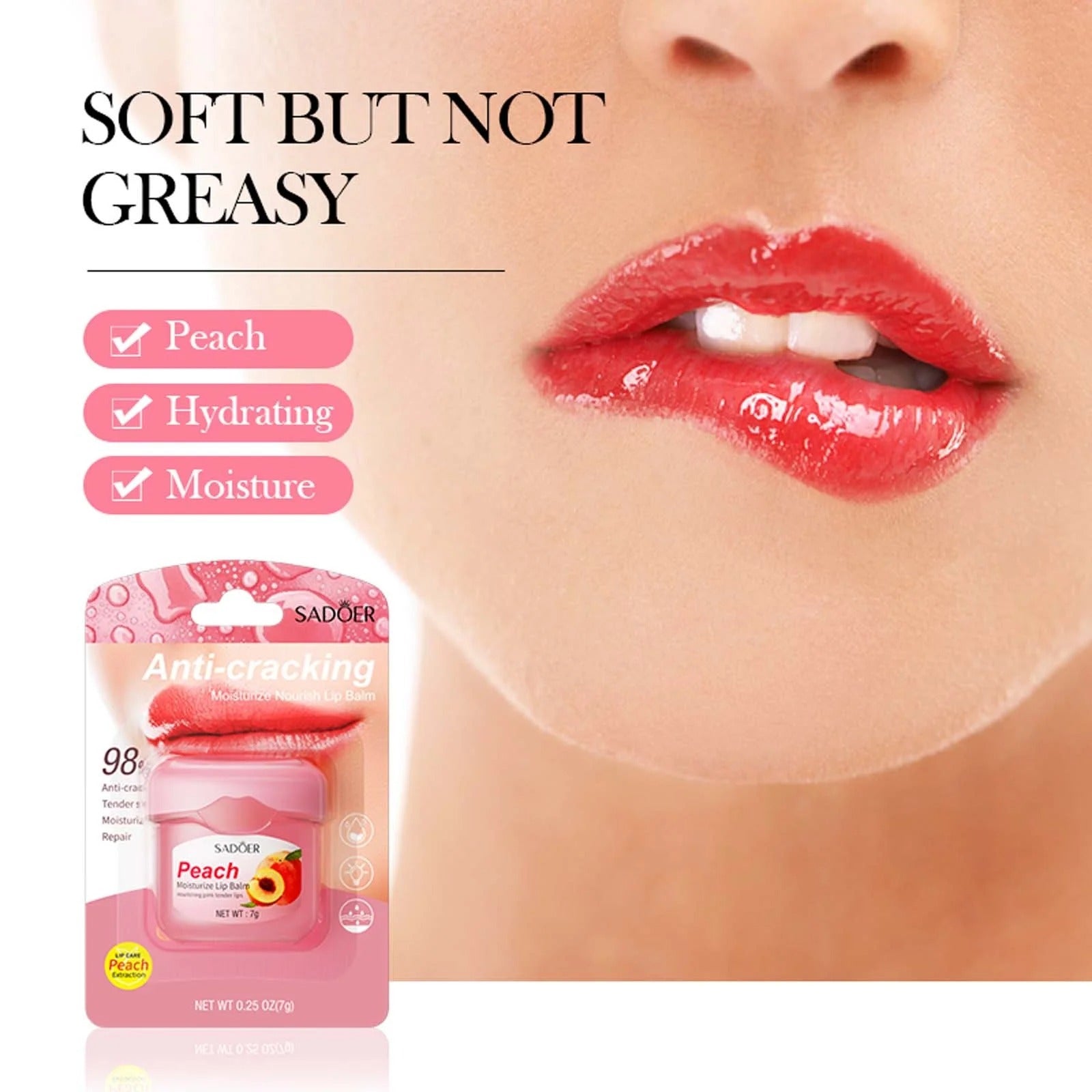 Sadoer Anti-Cracking Moisturize Nourish Lip Balm - Peach Sadoer