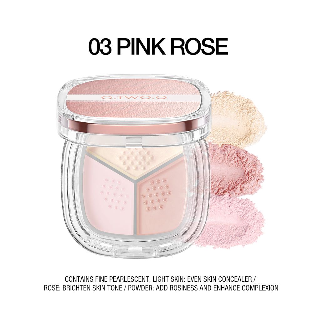O.Two.O High Quality Long Lasting Oil Control Loose Setting Powder 3-In-1 Delicate Lightweight 03 Pink Rose O.TWO.O