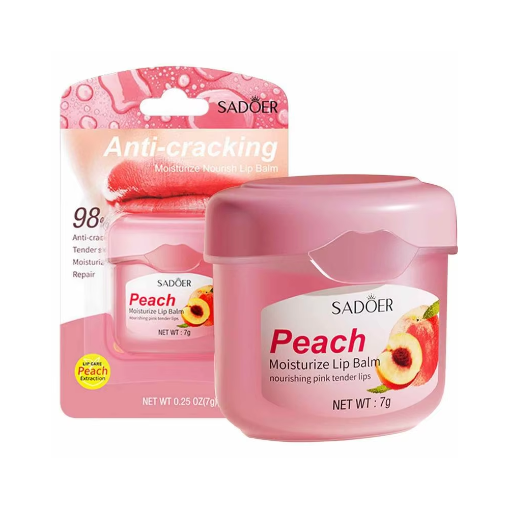 Sadoer Anti-Cracking Moisturize Nourish Lip Balm - Peach - 7g - Long Wear Makeup Essential For Smooth Finish, Beauty Routine And Professional Look