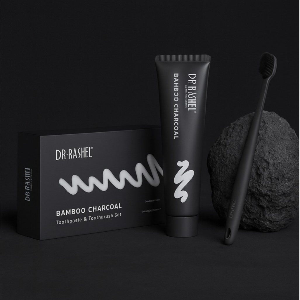 Dr. Rashel Bamboo Charcoal Toothpaste & Toothbrush Set Glo Arabia